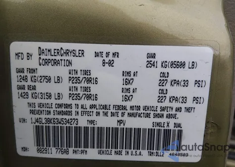 2003 Jeep Liberty Renegade z USA, uszkodzony, nr VIN 1J4GL38K63W534273